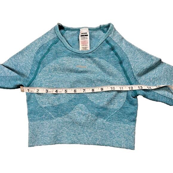 Gymshark Crop Top Women's Small Blue Seamless Long Sleeve Stretch Athletic - Picture 3 of 7